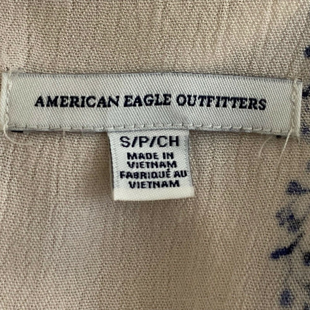 American Eagle Outfitters Cream and Blue Blouse - Picture 10 of 10